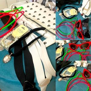 Accessories Lot - Purse, suspenders, sunglasses and more
